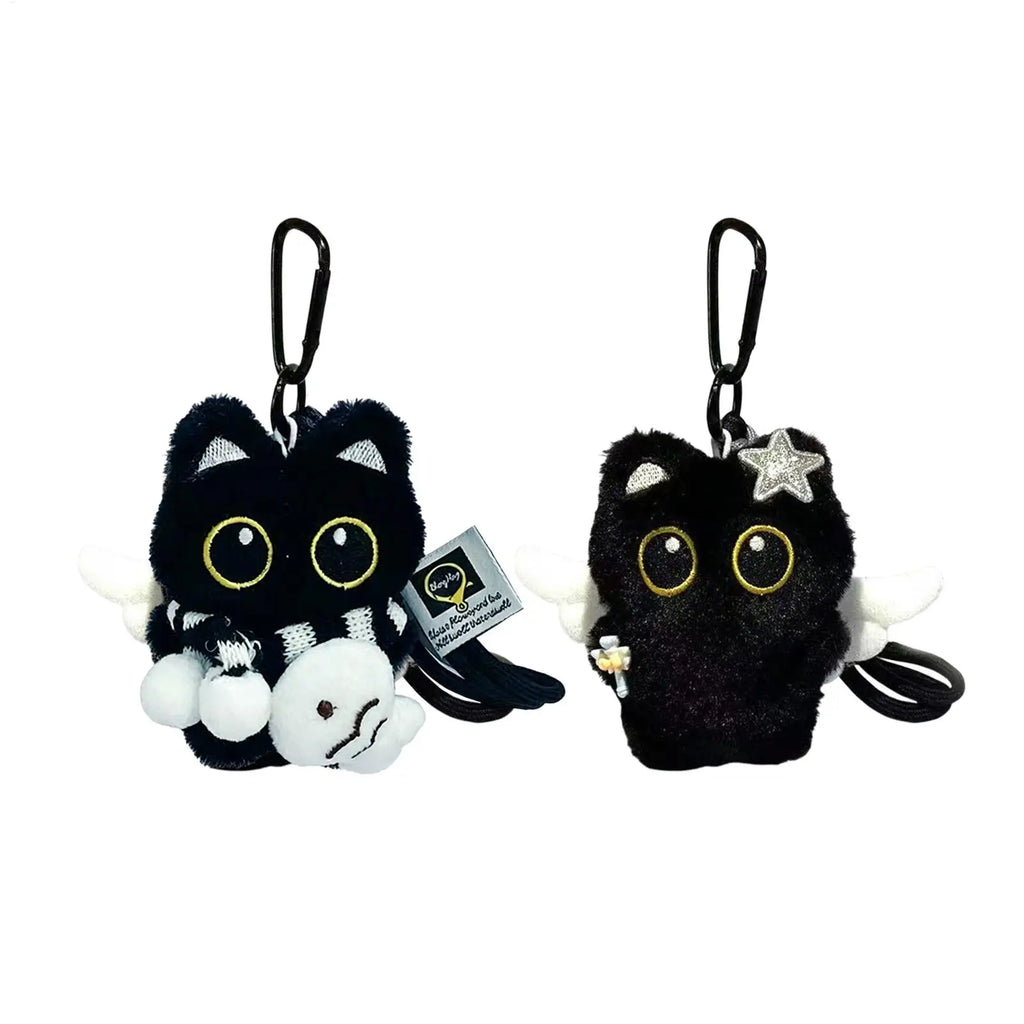Black Cat Keychain Cute Plush Stuffed Animal Bag Charm Realistic