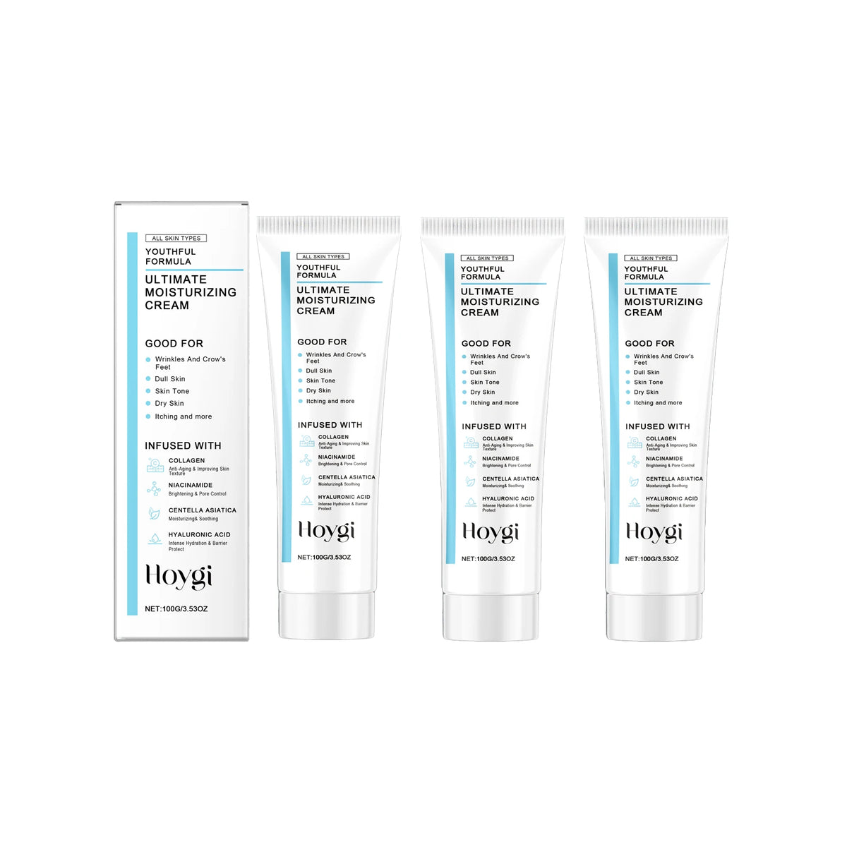 Hoygi Centella Asiatica Cica Cream Hydrating Soothing Daily Moisturizer for Sensitive Skin Brightening Anti Aging Facial Cream Zpaxo 3PCS