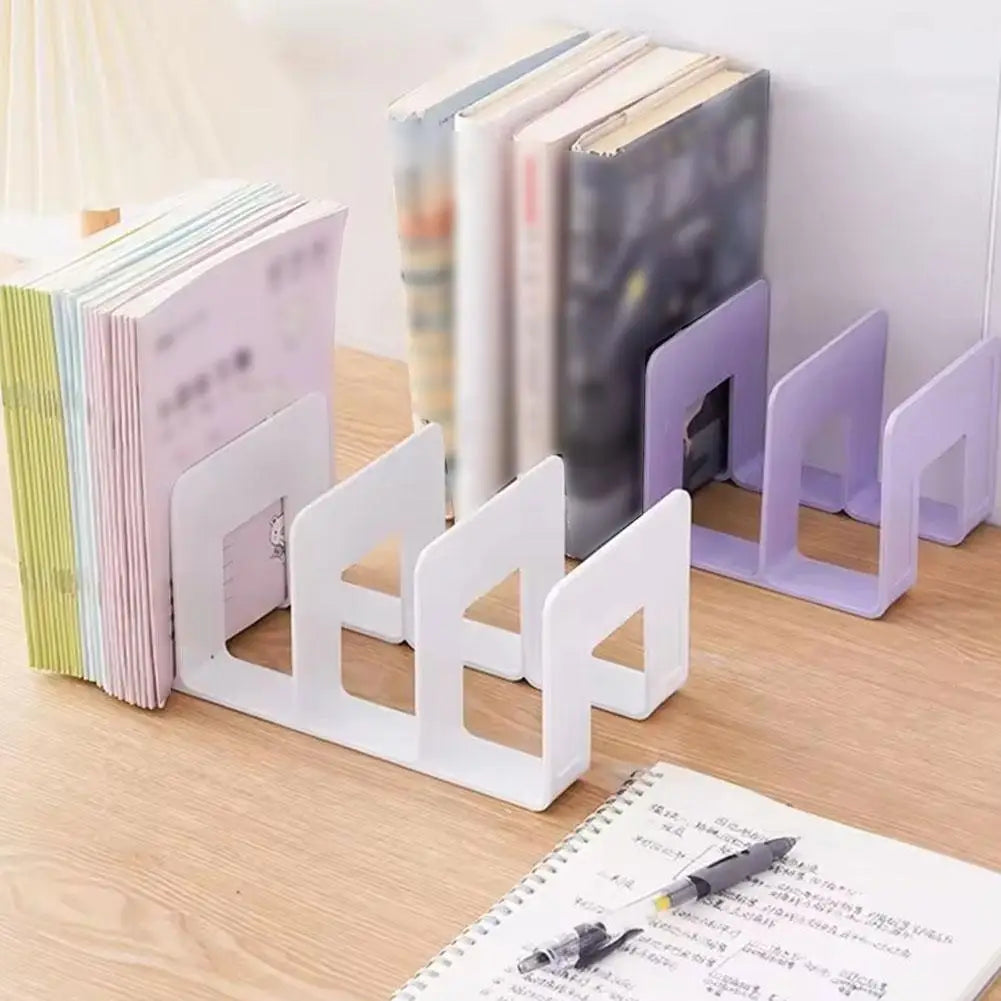 4-Grid Bookends Stand – Desk Organizer for Books, CDs & Files Desk Organizer Stand Zpaxo