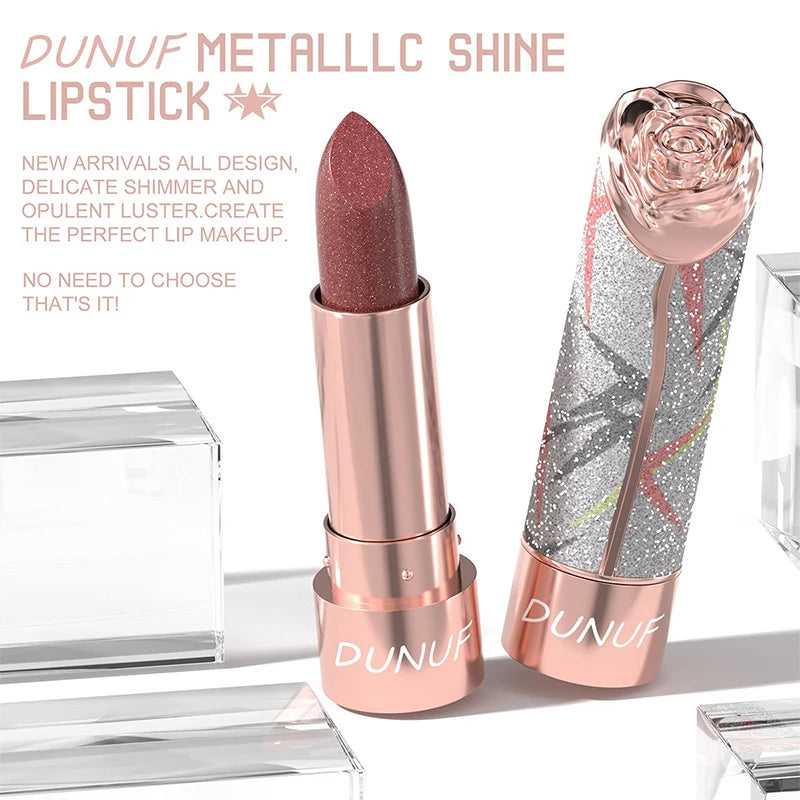 7-color Pearlescent Pink Glitter Velvet Lipstick Metallic Waterproof Long Lasting Shimmer Diamond Lipstick Women Makeup Cosmetic Zpaxo