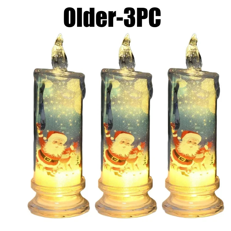 Festive Flameless Pillar Candles Battery Powered LED Christmas Lights Zpaxo Older-3PC