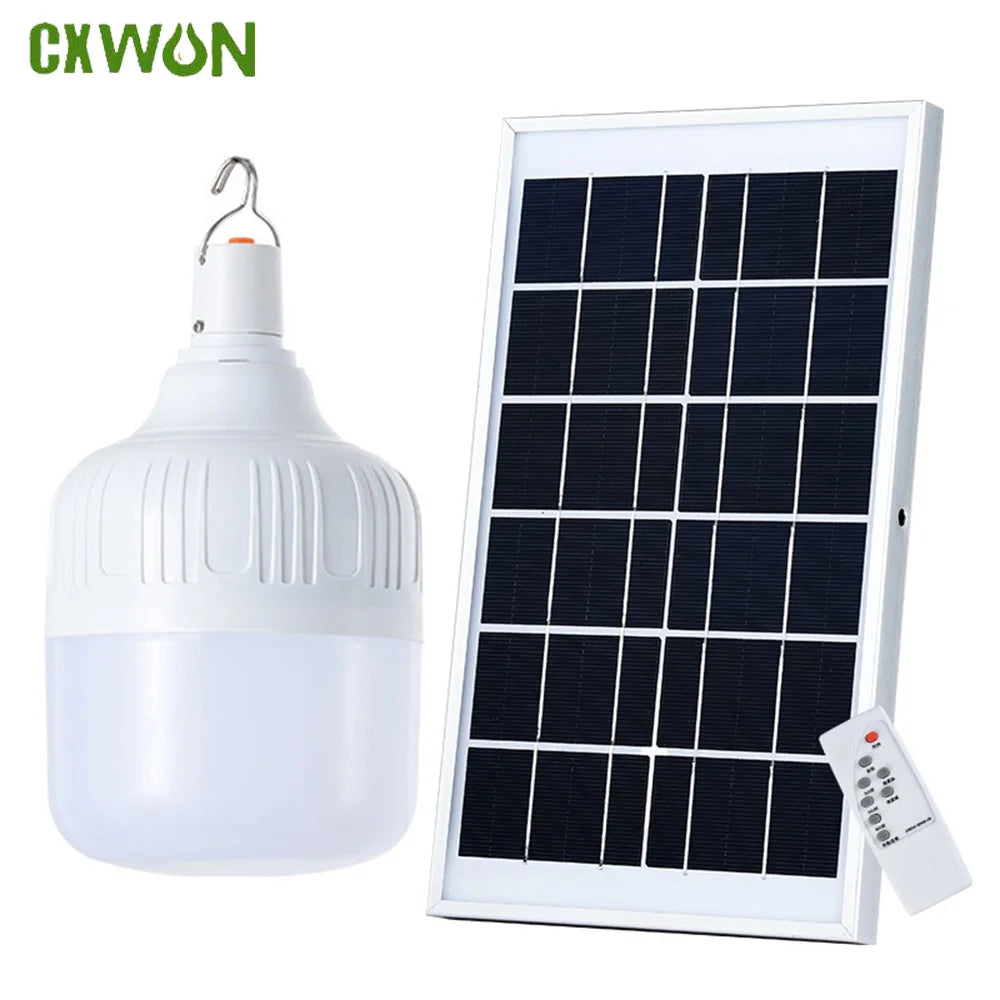 150W Solar Panel Bulb Emergency Led Light Remote Flashlight Lantern Zpaxo