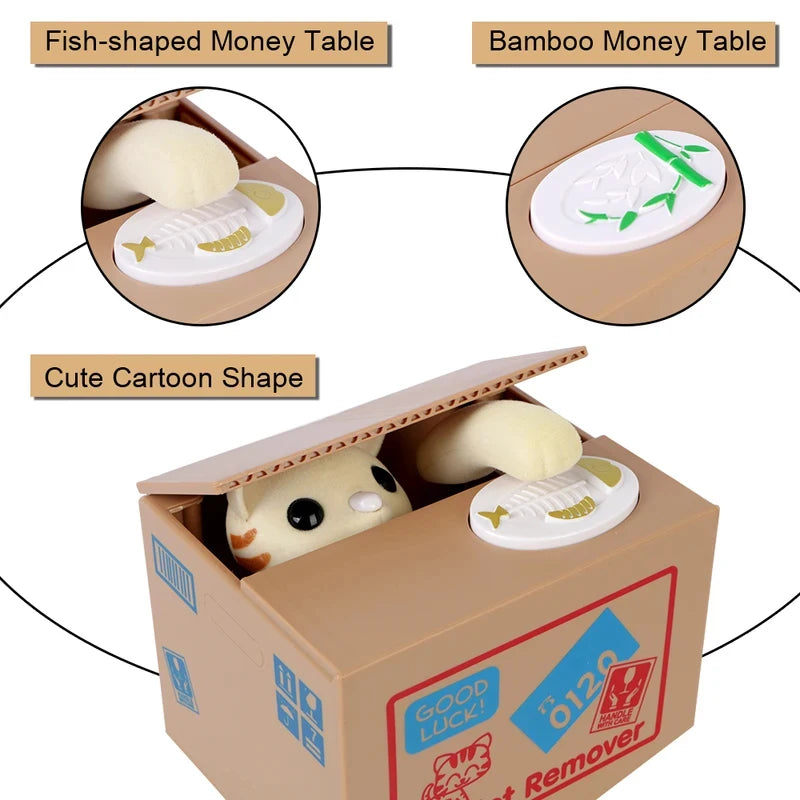 Electronic Piggy Banks Automatic Panda Cat Home Decor Cute Gifts Kids