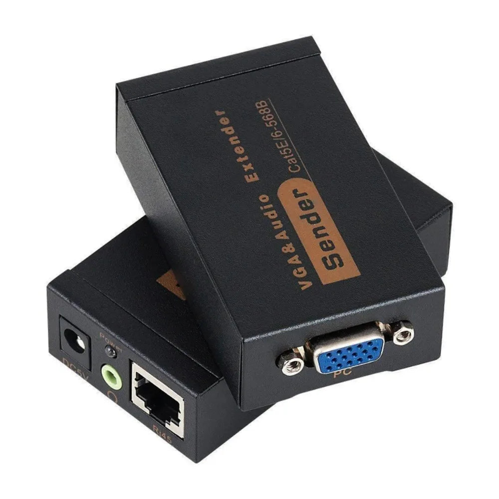 VGA RJ45 100M Video Audio Extender Signal Amplifier Cat5 6 Zpaxo