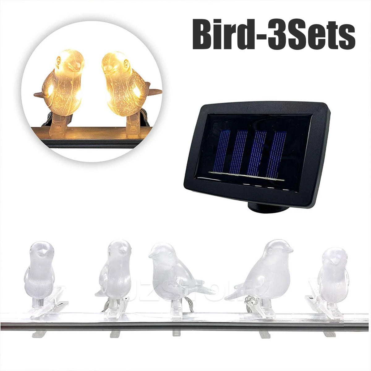 Solar Powered Waterproof Outdoor Bird String Lights Decorative Zpaxo 3Sets