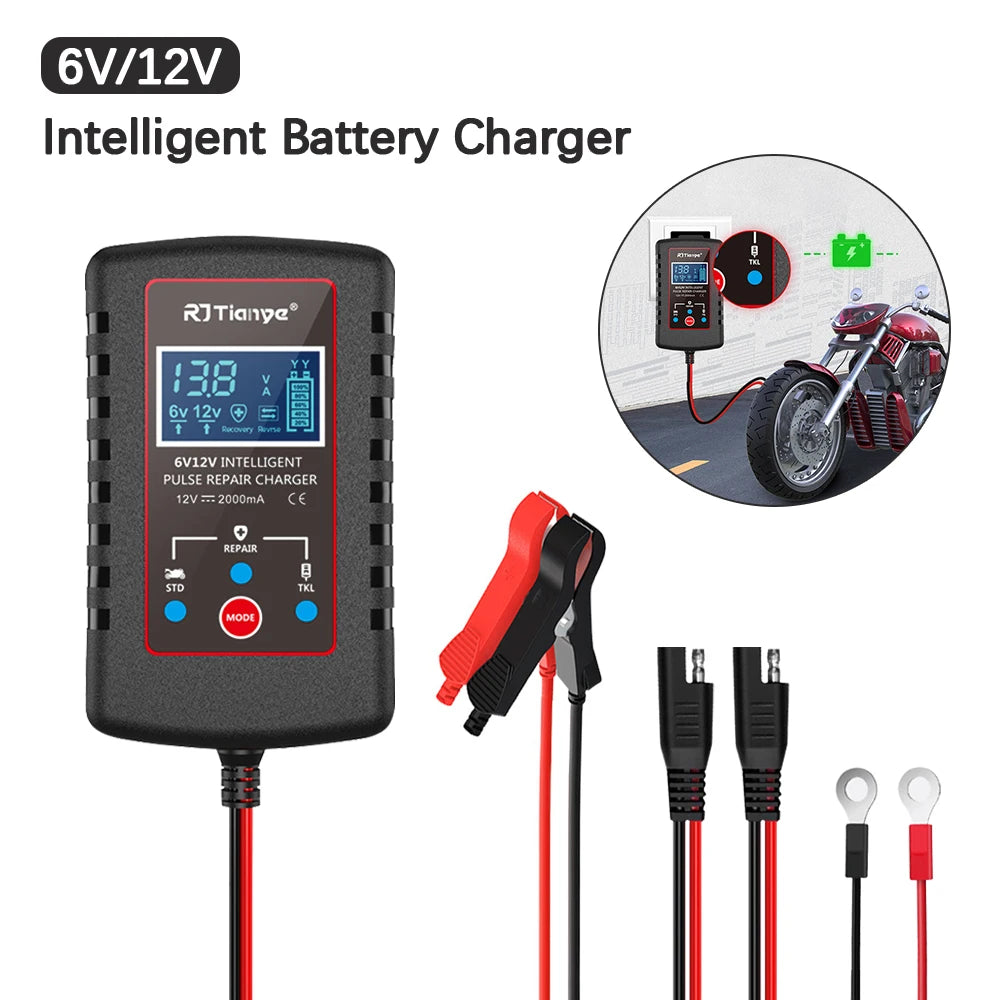 Smart Battery Charger Motorcycle Lawn Mower Car Automatic Float 6V
