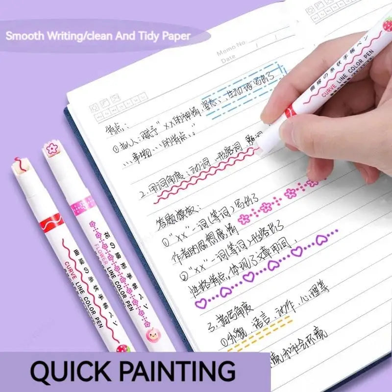 Flower Line Shape Highlighter Pen Journaling Drawing School Design Zpaxo