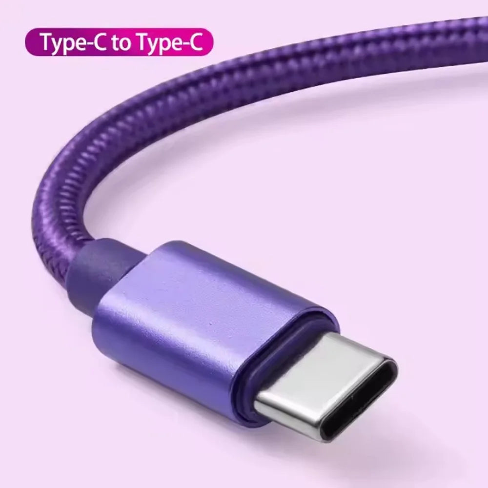 5A Fast Charging USB-C to C Nylon Cable 1m/2m/3m | 100W PD USB-C Charging Cable Zpaxo