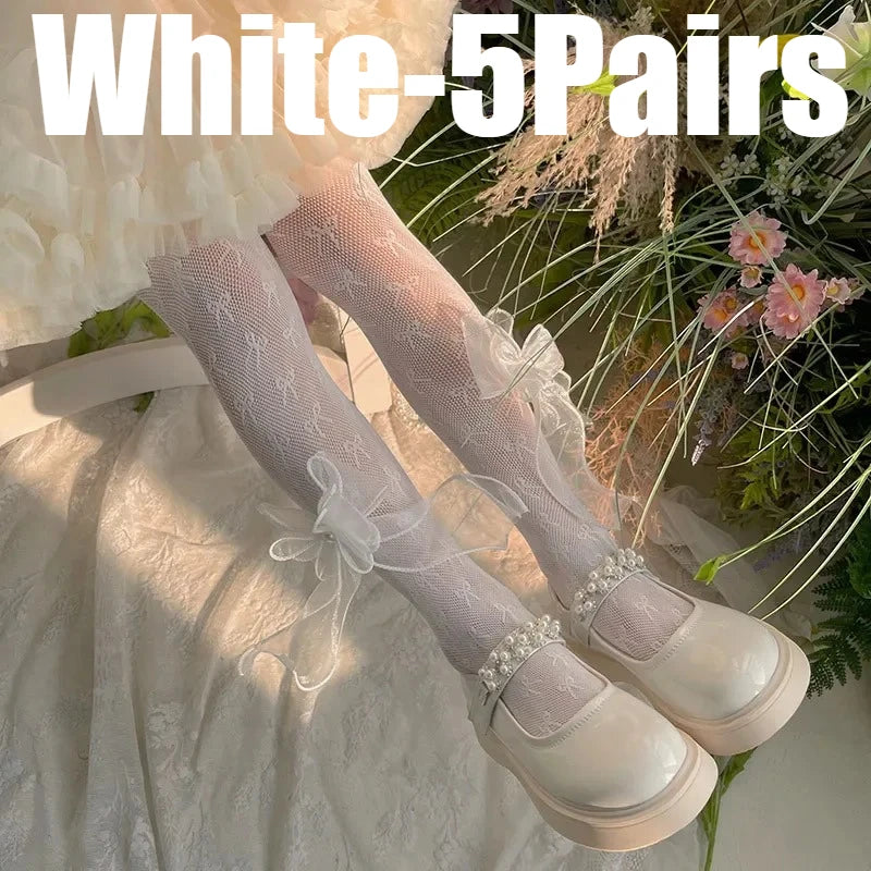 Sweet Girl Bow Lace Tights Kids Cute Toddler Ultra Thin Pantyhose