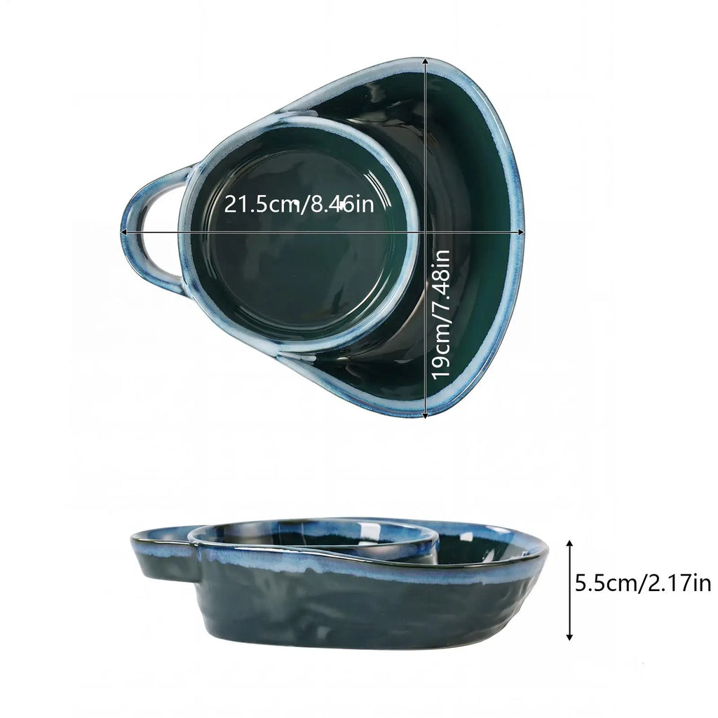 Chips Dip Bowl 2 Anti-soggy Divided Dishes Handle Large Cereal Bowls