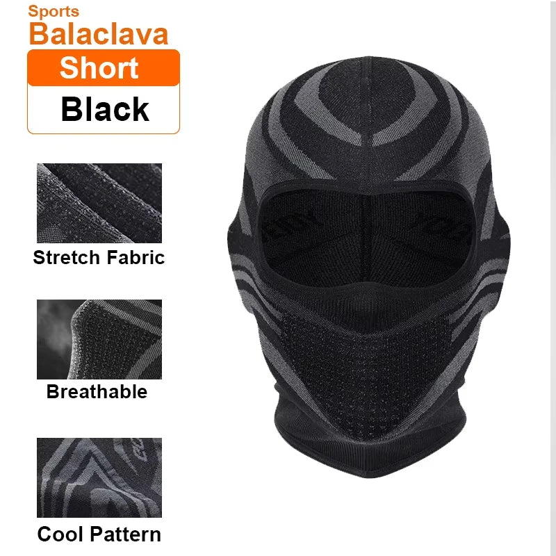 Winter Breathable Balaclava Motorcycle Full Mask Cycling Mask Helmet Hood Moto Riding Neck Face Mask Climbing Fishing Skating Zpaxo Short black
