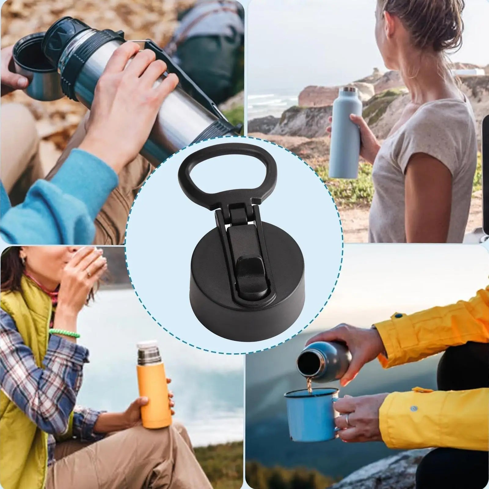Water Bottle Lid Replacement Cup Mouth Cover Spout Handle Gym Outdoor