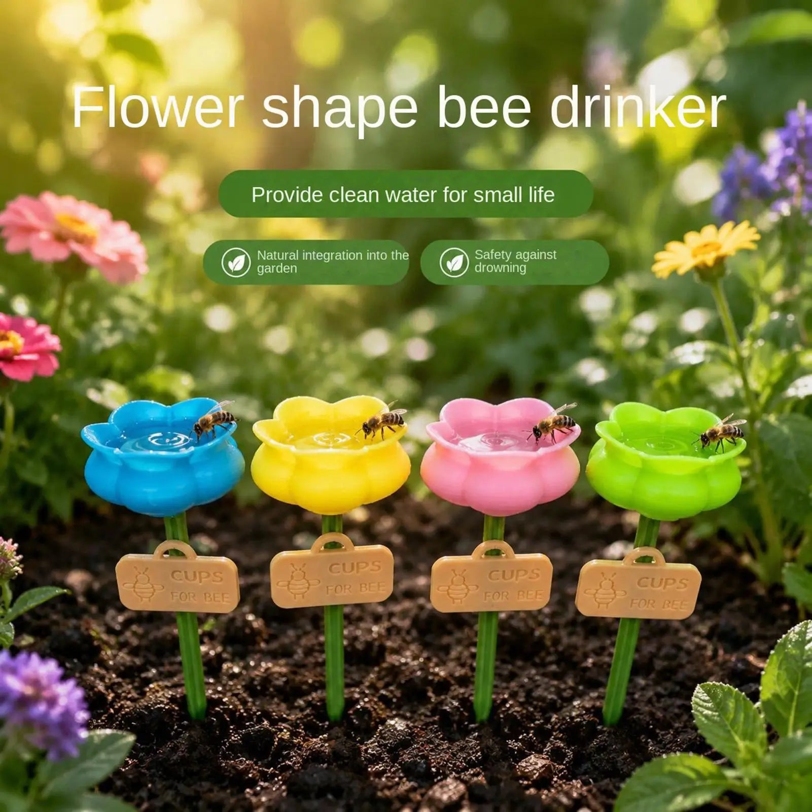 Bee Water Station Flower Shape Drinking Cup Insect Waterer Butterfly