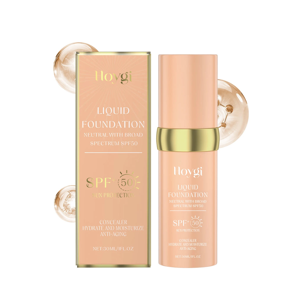 Hoygi SPF 50 Liquid Foundation – High Coverage & Waterproof Liquid Foundation Zpaxo 1Pcs 30ml Boxed