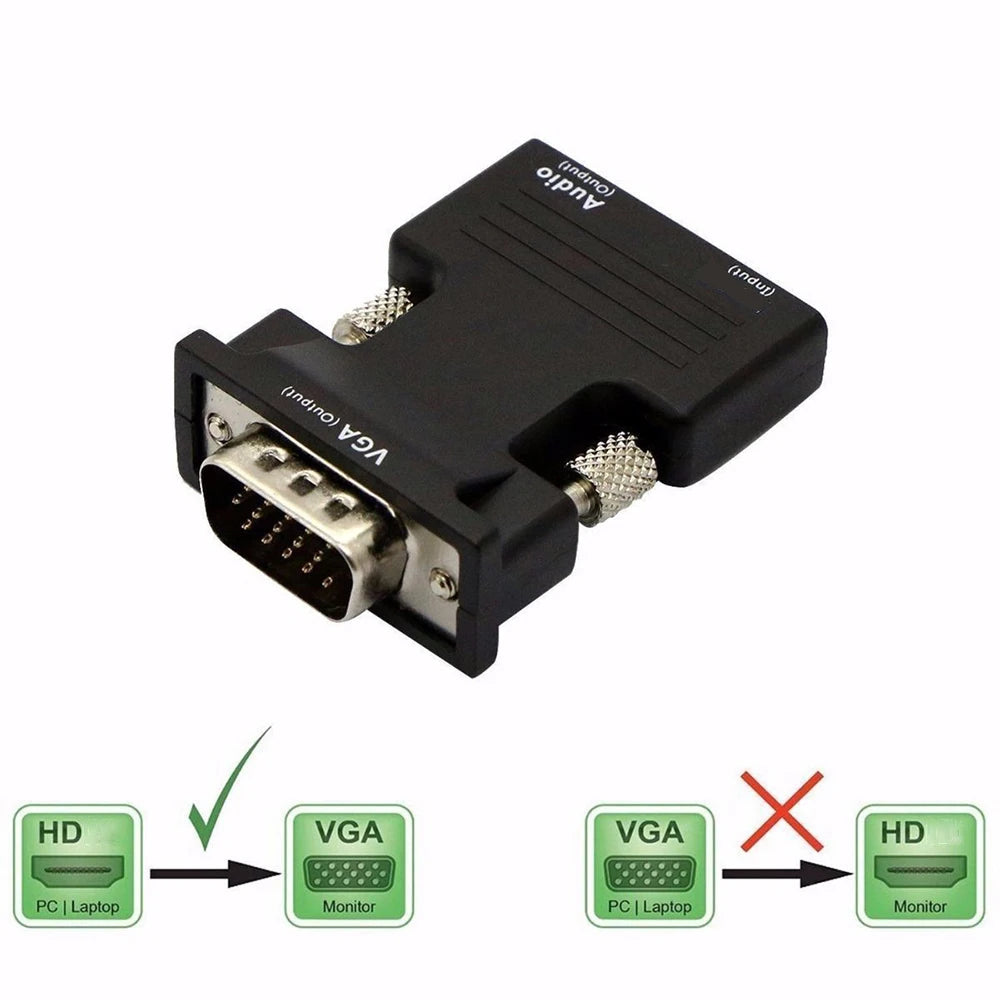 HD 1080P VGA to HDMI-Compatible Converter Adapter With Audio For PC Laptop to HDTV Projector HDMI-Compatible to VGA Adapter Zpaxo