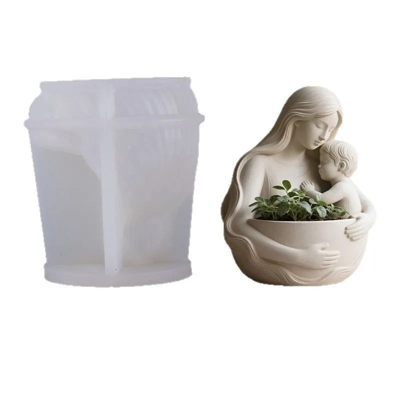 Mother & Child Silicone Mold – DIY Candle, Flower Pot & Gypsum