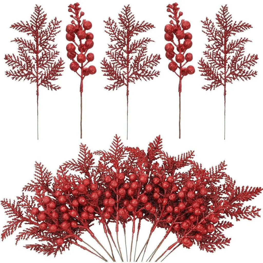 5-Pack Glitter Berry Artificial Christmas Stems & Tree Picks