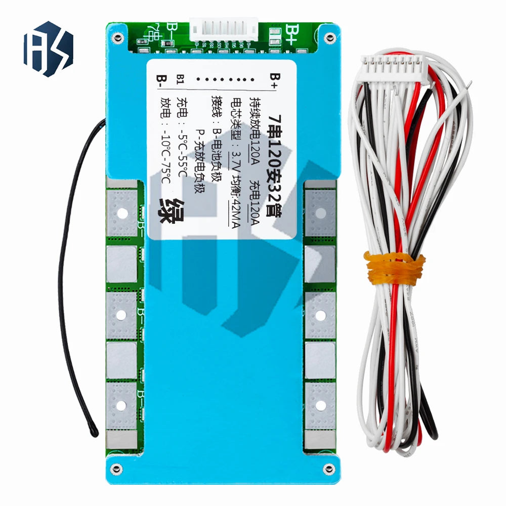 ‌7S 24V 80A-120A Li-ion/LMO Ternary Lithium Battery BMS – 18650 Cell Protection Board with Balancing, Thermal Management Zpaxo