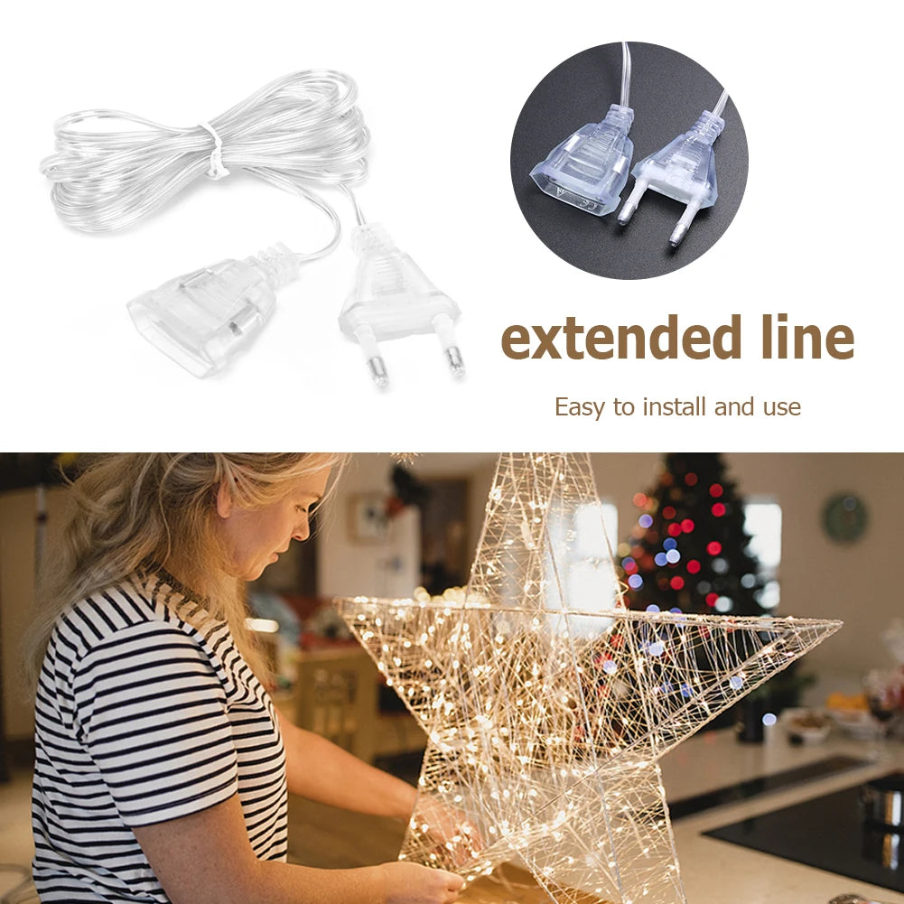 Power Extension Cord 3M EU US Plug LED Holiday Light String Standard Zpaxo