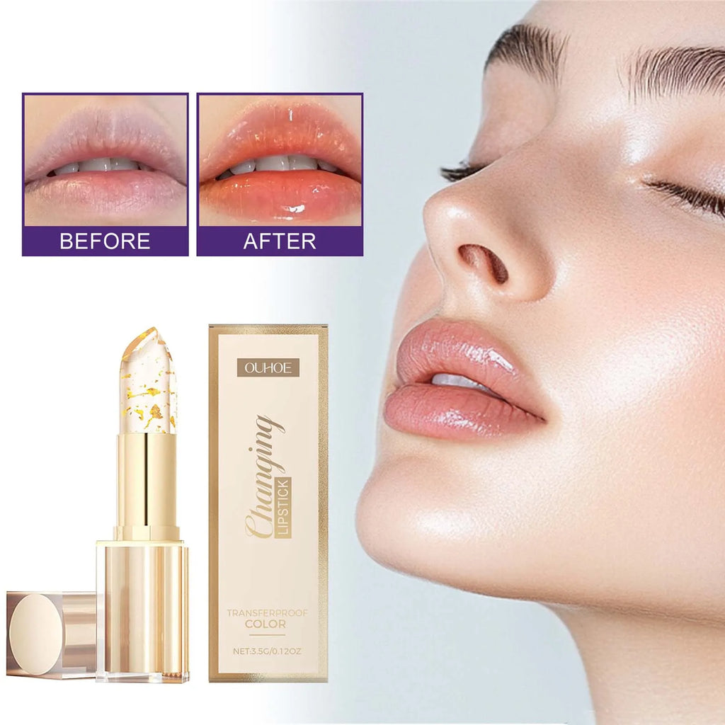 Ouhoe Gold Foil Color Changing Lip Balm – Glossy & Nourishing Color Changing Lip Balm Zpaxo