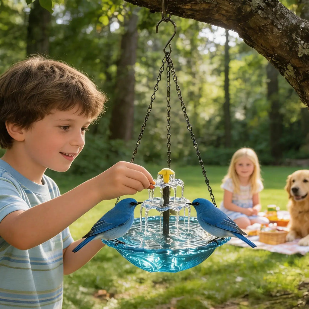 Solar Bird Bath Outside Outdoor Hummingbird Water Bowl Fountain