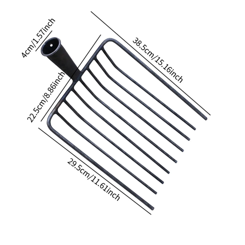 Pitchfork Tool Replacement Head, Agricultural Fork for Garden Tasks 9 teeth Steel Stall Shaving Fork for Lawns Road Maintenance Zpaxo