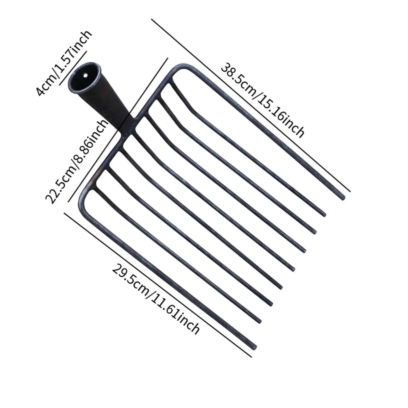Pitchfork Tool Replacement Head, Agricultural Fork for Garden Tasks 9 teeth Steel Stall Shaving Fork for Lawns Road Maintenance Zpaxo