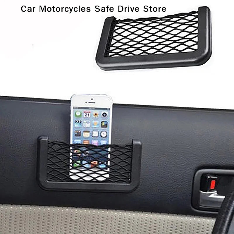 Car Storage Net Stretchable Mesh Pocket Magic Elastic Sticker