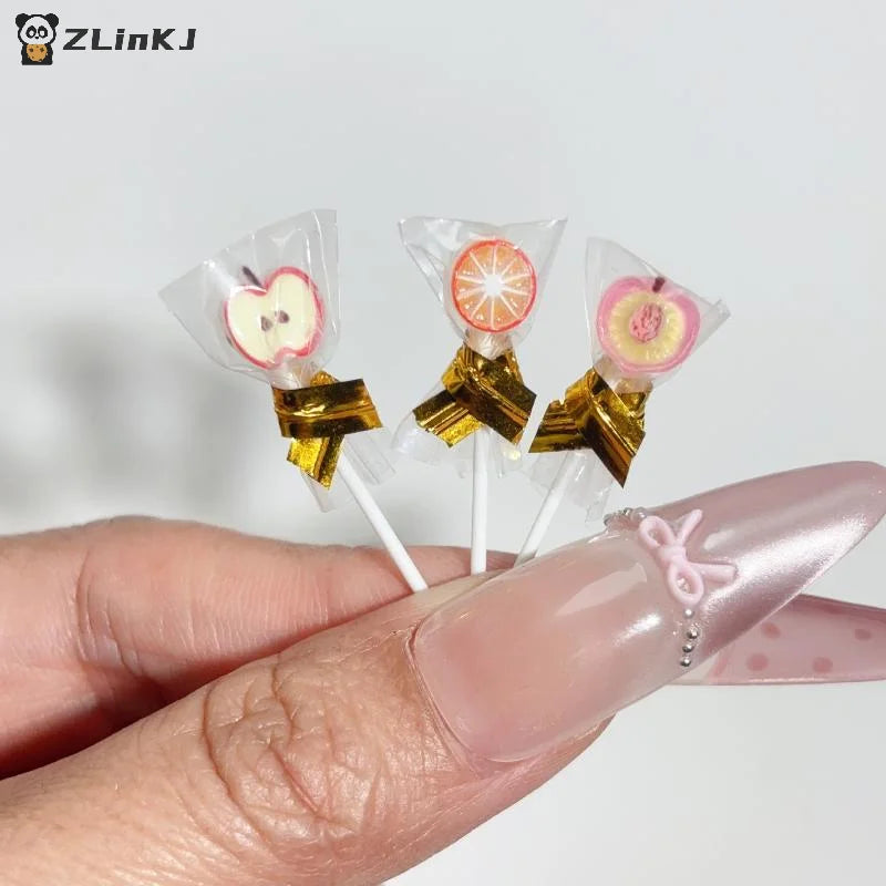 6Pcs Fruit Lollipop Model Decoration 1:12 Dollhouse Miniature Candy DIY Accessories Kitchen Food And Play Toys Photography Props Zpaxo
