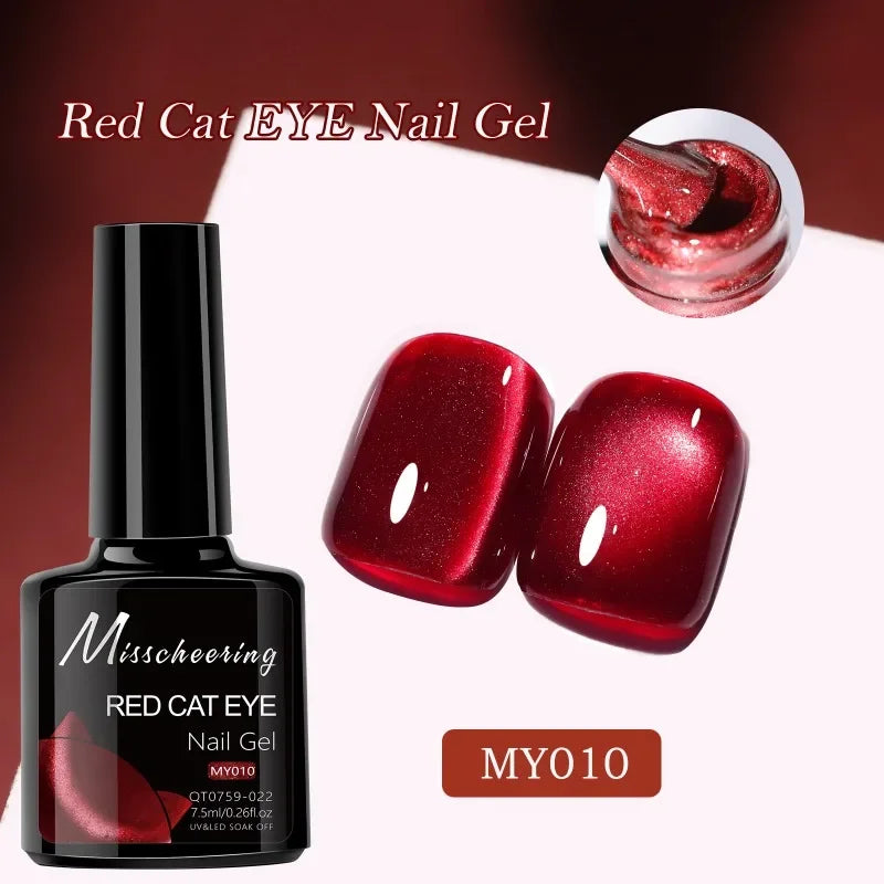 Red Ruby Cat Eye Magnetic Gel Nail Polish Cherry Art DIY Sparking Zpaxo 10
