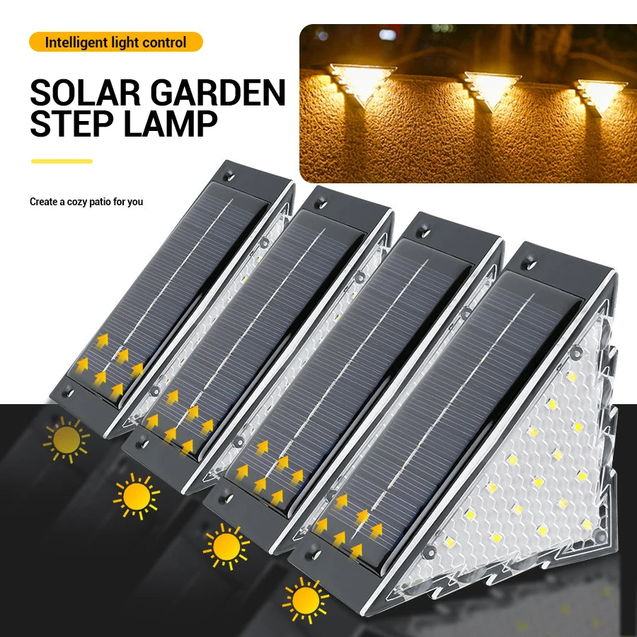 Solar Step Lights Outdoor IP45 Waterproof LED Stair Deck Patio