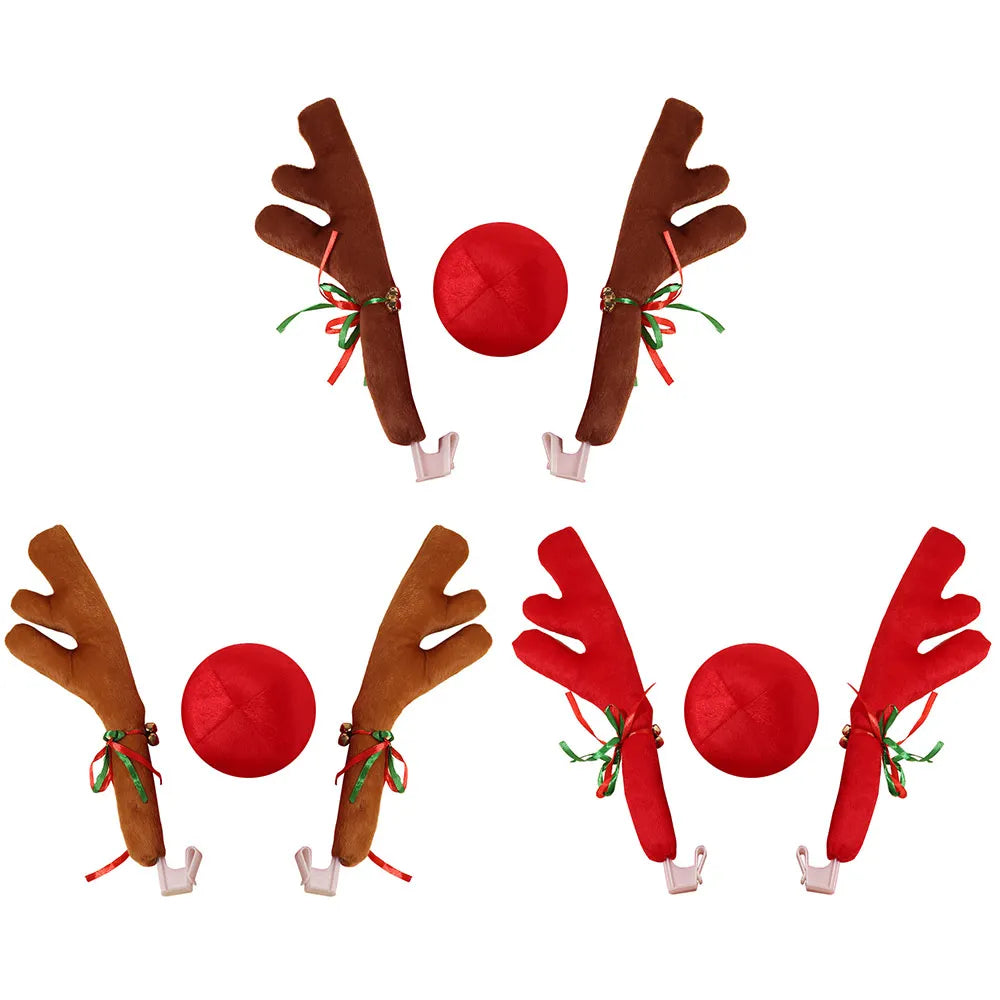 Creative Christmas Auto Exterior Decor Deer Horn Red Nose Cute Car Zpaxo