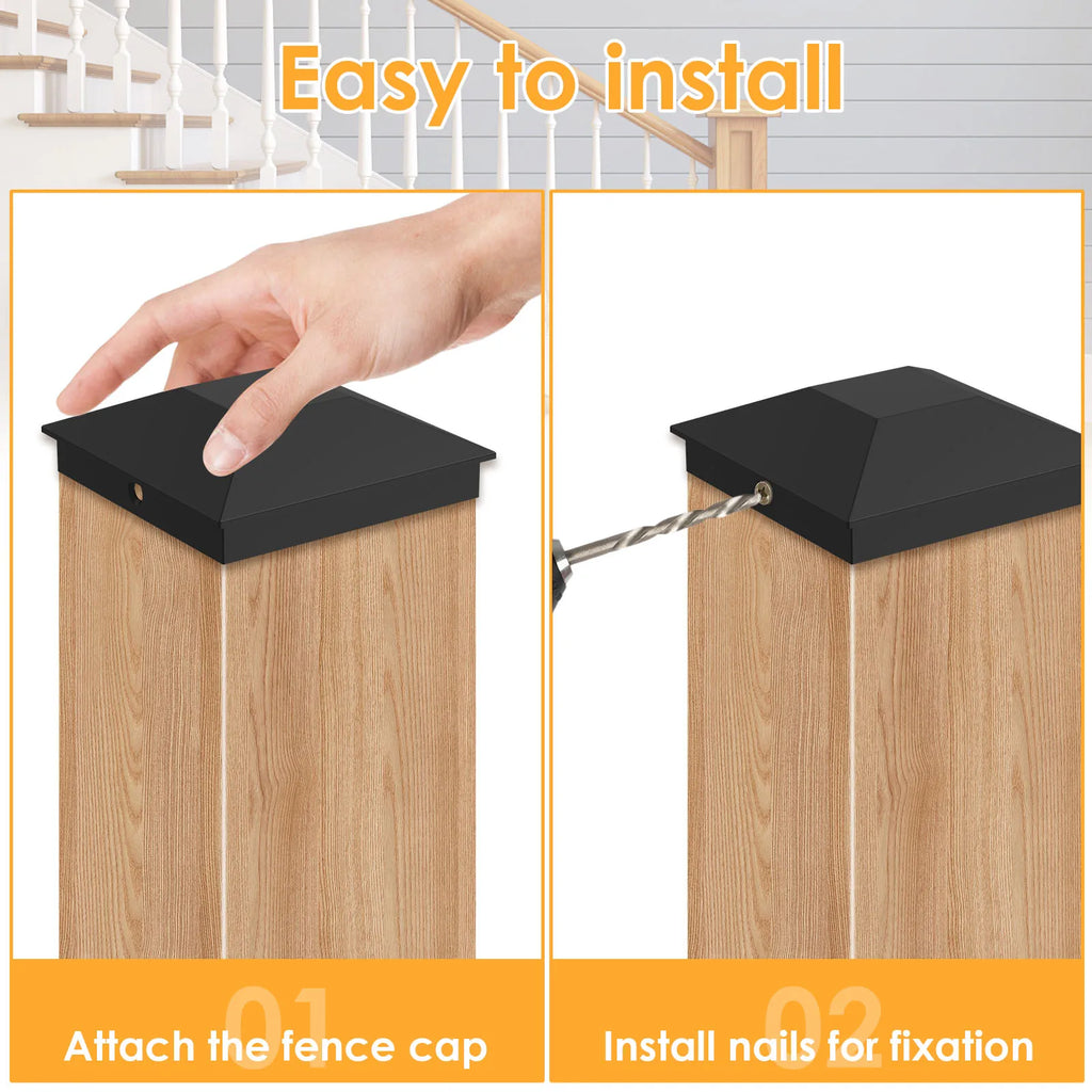 12ppcs 4X4(3.5in x 3.5in) Wood Fence Post Caps PP Plastic Water-Proof UV-Proof Post Caps Keep Post from Cracking and Rotting Zpaxo