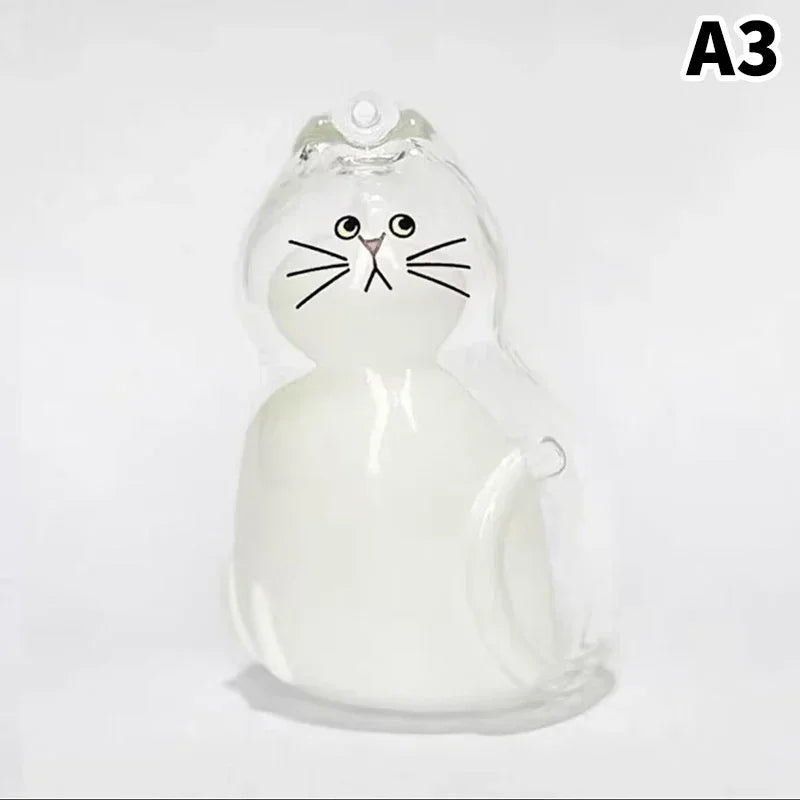 Memorial Keychain Cat Hair Storage Container Cute Cat Shaped Keyring Portable Handmade Key Chain DIY Keychains Accessories Zpaxo Red