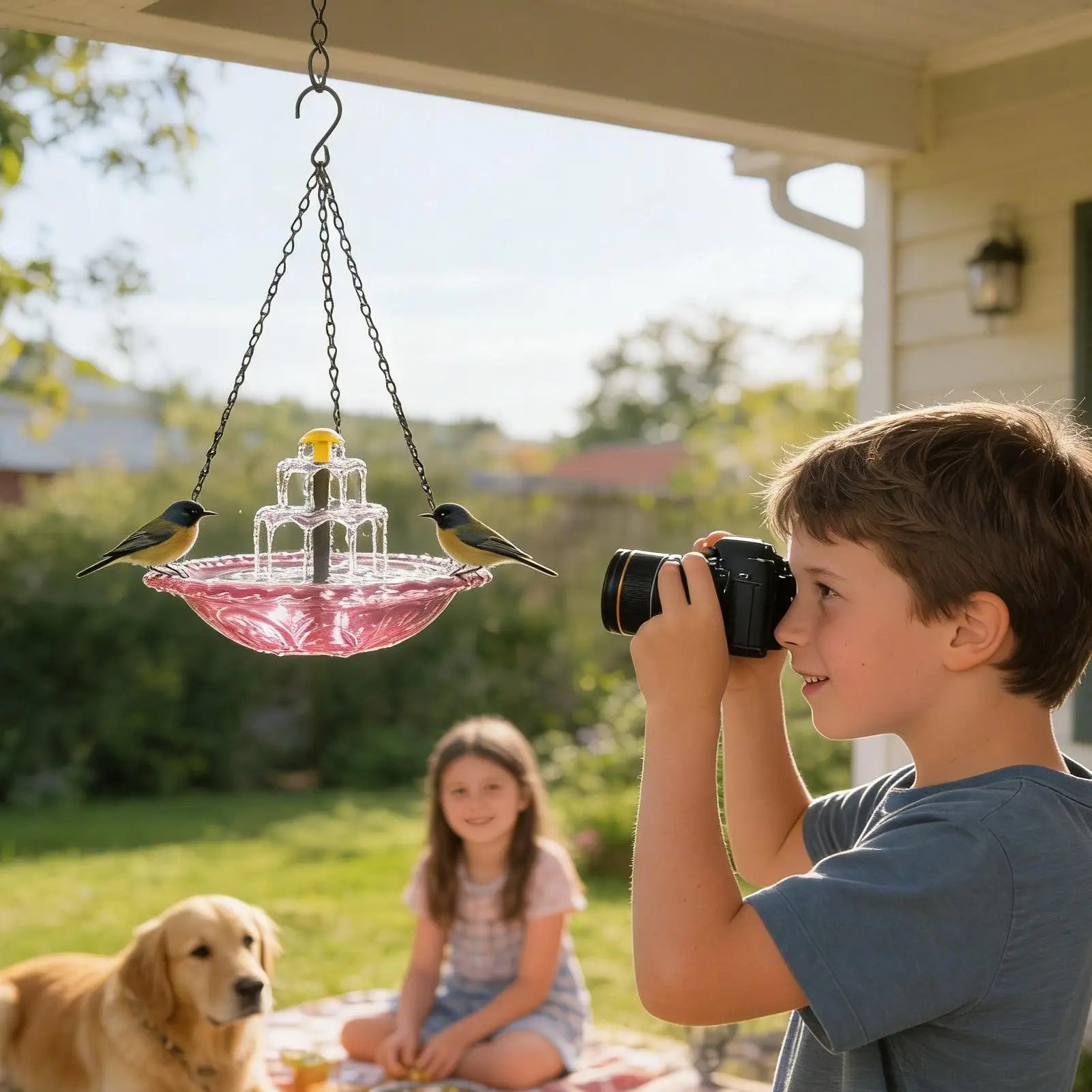 Solar Bird Bath Outside Outdoor Hummingbird Water Bowl Fountain
