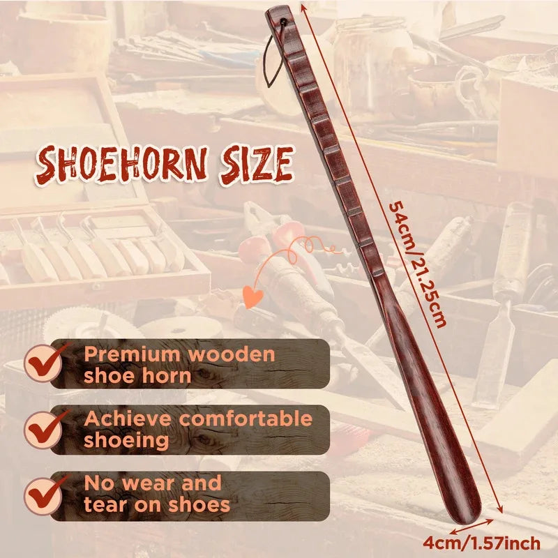54CM Long Wooden Shoe Horn for Seniors – Long Handle Shoehorn Shoe Horn Zpaxo