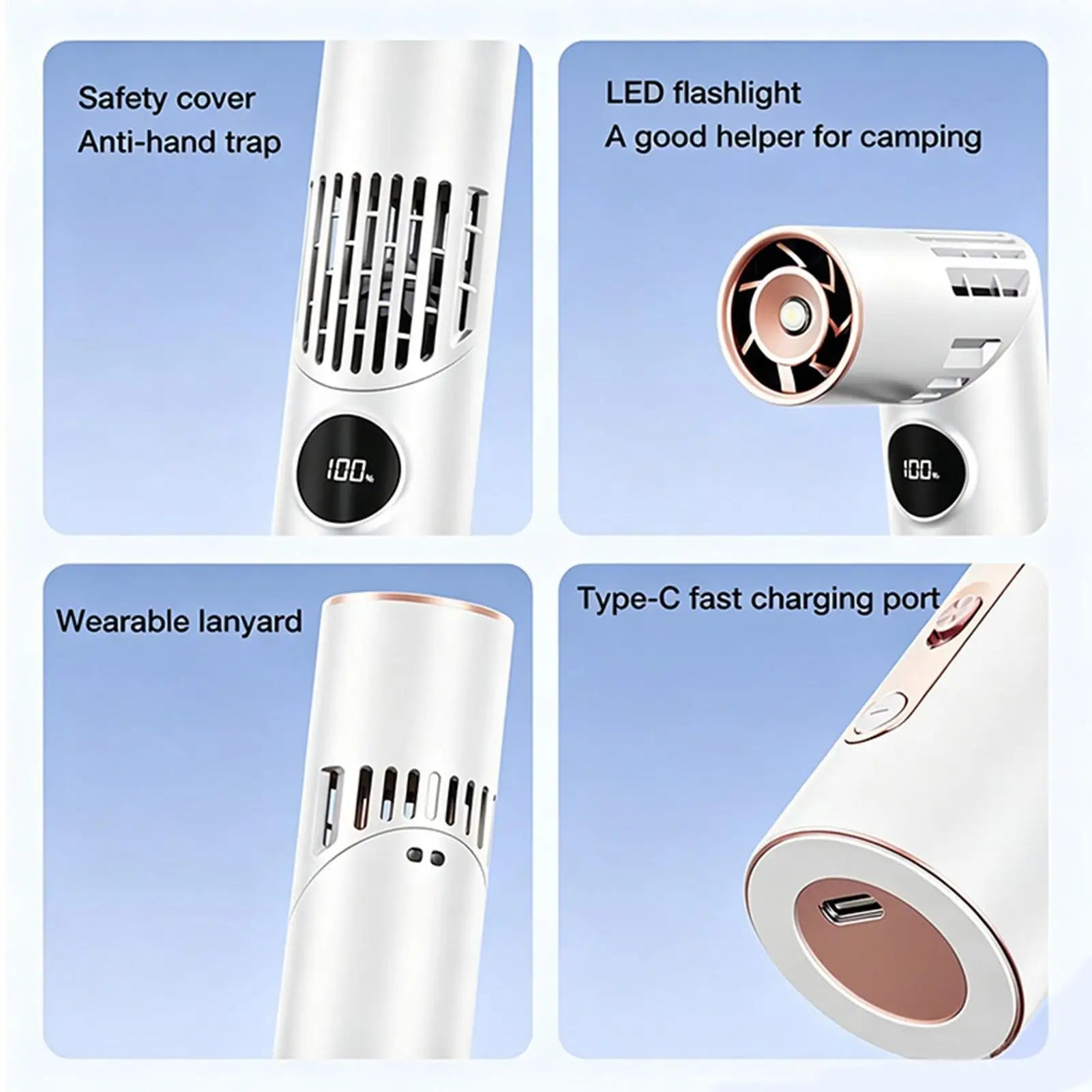 Electric Fan Handheld Foldable Mini Digital Display Equipment Travel Makeup Fan For Summer Camping Outdoor Beach Festival Sports Zpaxo