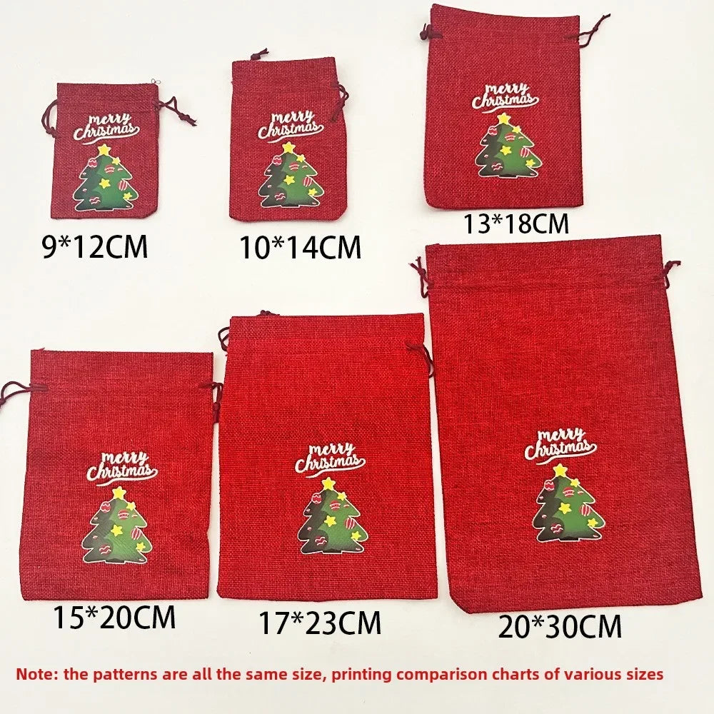 2025 Hot Christmas Burlap Drawstring Bag Festive & Party Supplies Children Drawstring Candy Bags Christmas Gift Bags Zpaxo