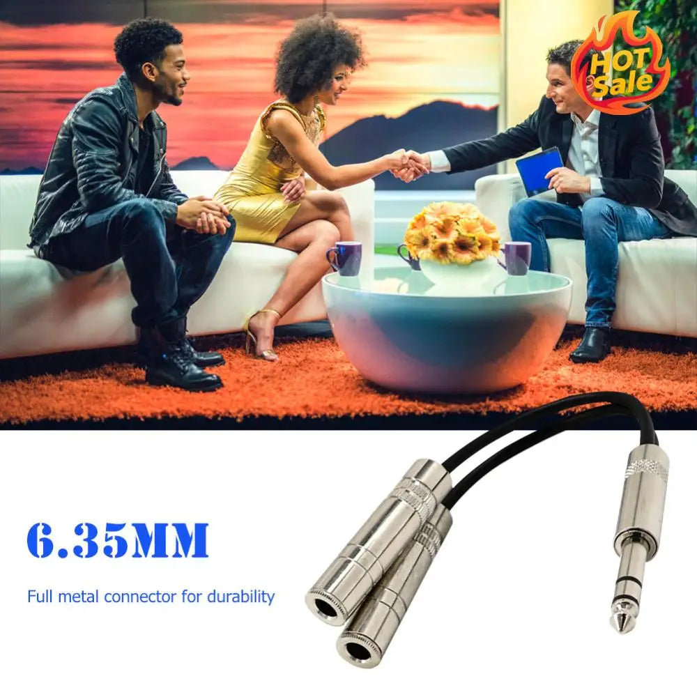 6.35mm Jack Stereo Splitter Cable Male to 2X Plug 1/4 inch Audio Adapter Y Cord Zpaxo