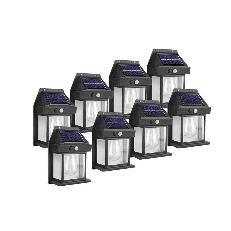 Powerful Outdoor Solar LED Street Light Waterproof Solar Lamp Garden Yard Pathway Wall Decoration External Lighting Fixture Zpaxo 8 Pcs Black