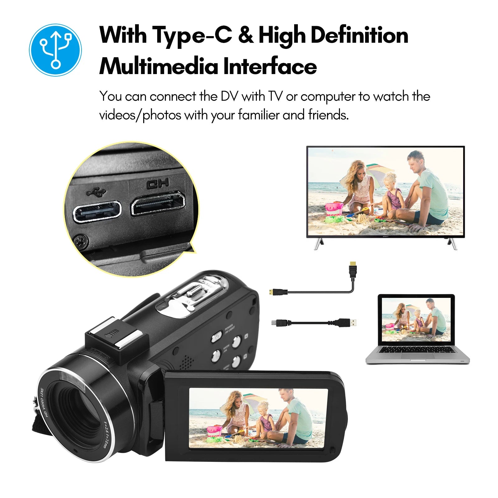 4K Digital Video Camera Wifi Camcorder DV Recorder 56MP 18X Zoom IPS