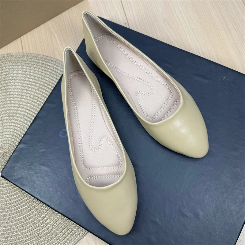 Flat Shoes for Women Spring and Autumn 2025 New Shallow Mouth Pointed Toe Boat Shoes Plus Size Women's Shoes Zapatos De Mujer Zpaxo