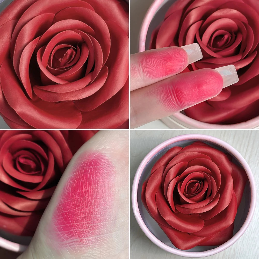4 Color Rose Petal Blush Makeup Matte Natural Waterproof Highgloss Contour Set Flower Blusher Pigment Face Blush Makeup Cosmetic Zpaxo