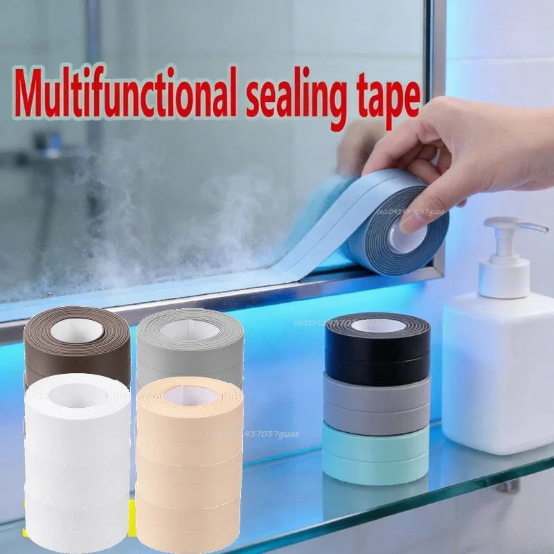 Sealing Tape Waterproof Self-adhesive PVC Oil-Proof Kitchen Sink Edge Corner Wall Sticker Waterproof Toilet Sealing Strip Tape Zpaxo