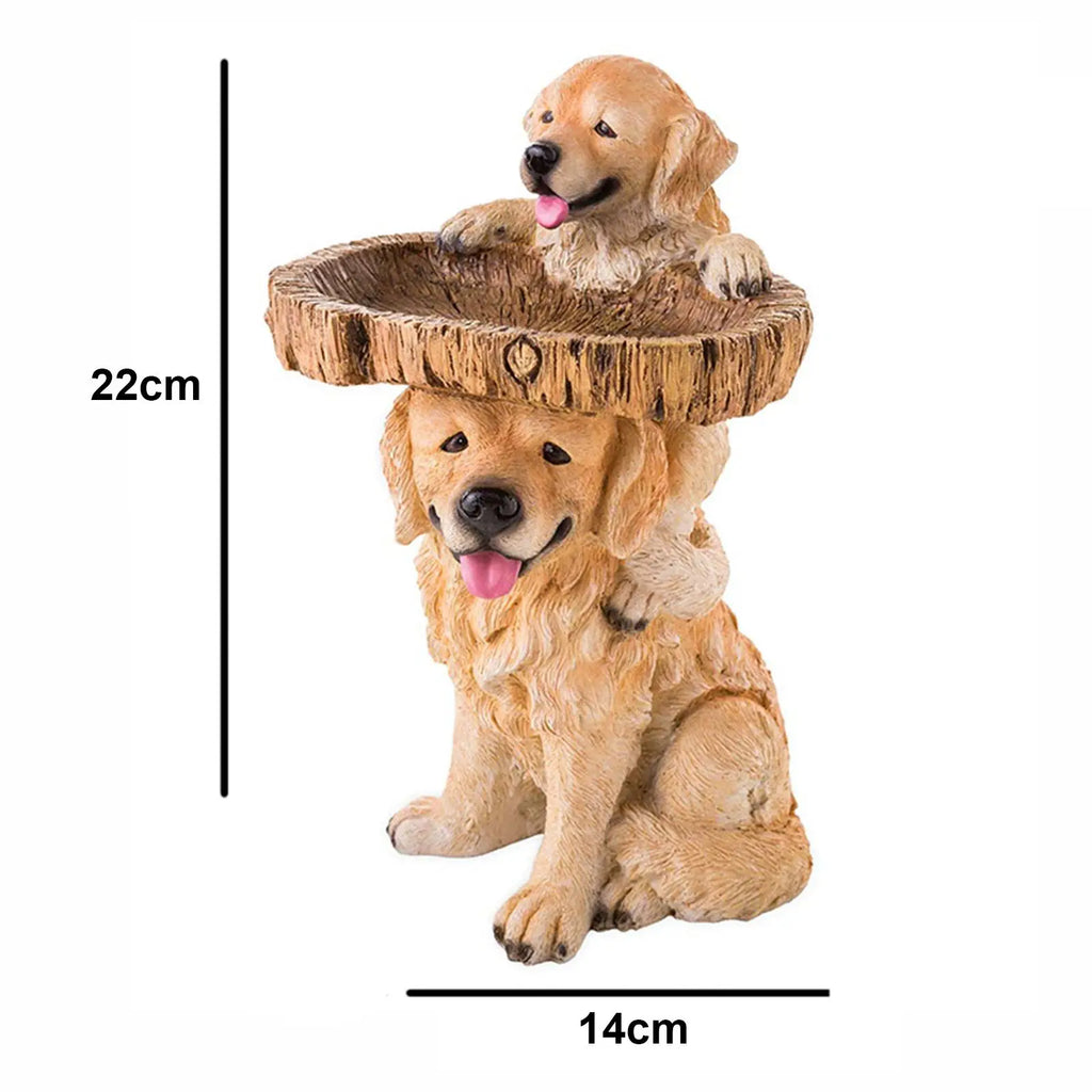 Dog Statue Figurine Feeding Station Resin Feeder Garden Bird Bath Bowl for Park Housewarming Backyard Porch Attracting Birds Zpaxo