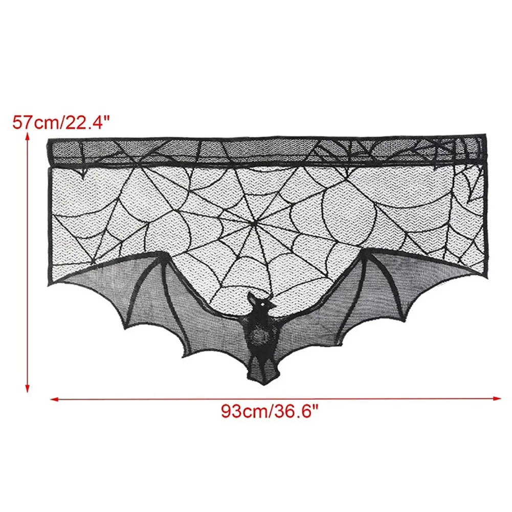 Halloween Decoration Black Spider Web Tablecloth Lace Table Runner