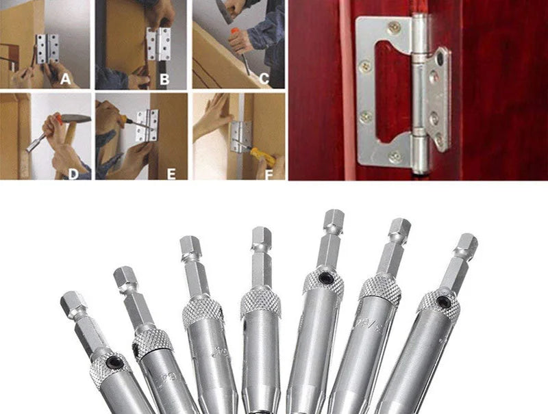 HSS Self Centering Hinge Drill Bit Positioning Hole Punching Set Door Window Cabinet Woodworking Hole Puncher Drill Bits Set Zpaxo