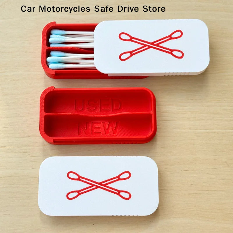 CMMini Sliding Cotton Swab Storage Box Portable Case Travel Daily Use