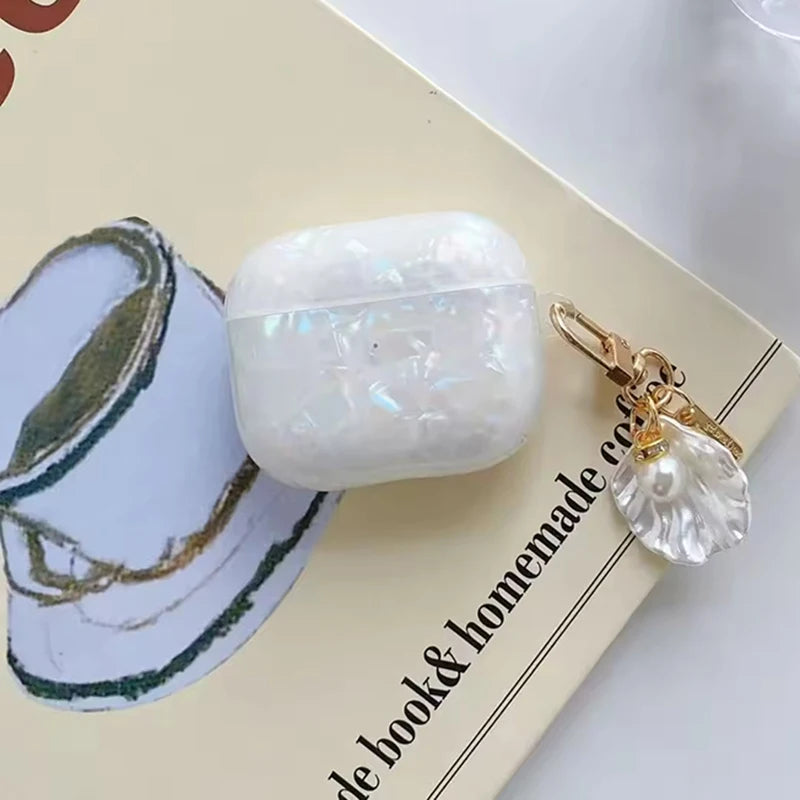 Cute Pearl Earphones Case Airpods 1 2 3 4 Soft Silicone Cover Pendant
