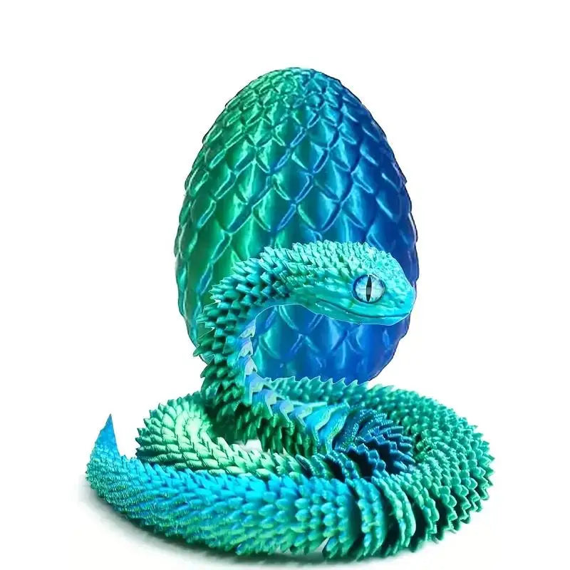 3D printed snake and surprise egg set-desktop decoration, holiday gift (Halloween/Christmas/Thanksgiving), random eye color. Zpaxo green